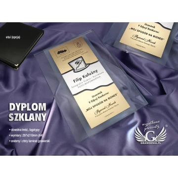 DYPLOM SZKLANY - DSZ001 - Certyfikat, Podziękowanie, Wyróżnienie