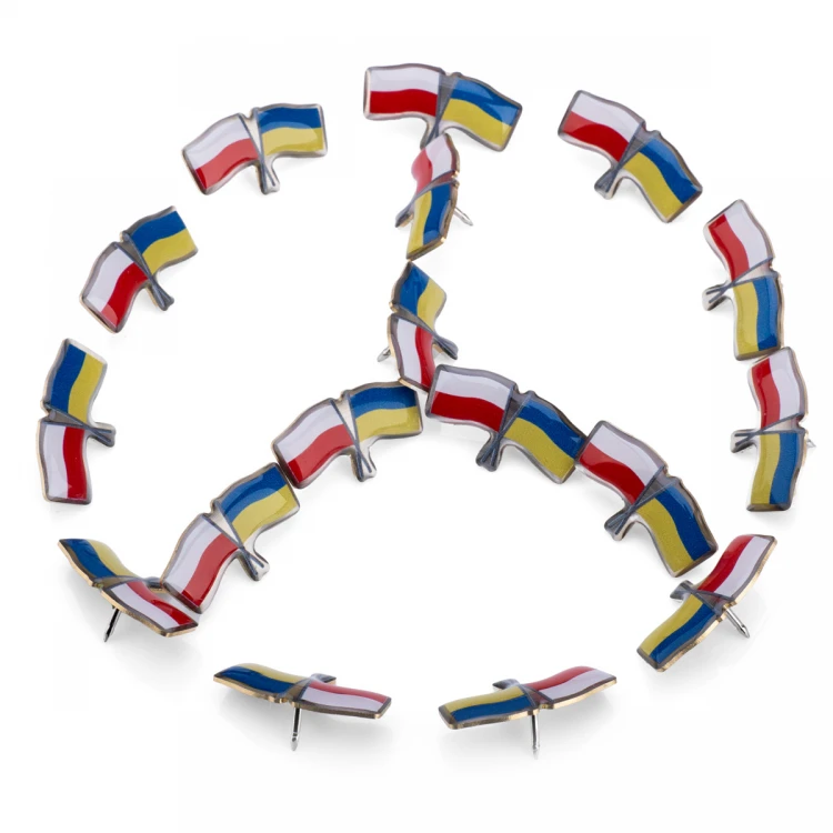 Pinsy z mosiądzu - wypukłe 3D doming - dowolne logo, flaga - PWD030