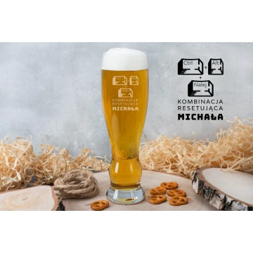 Szklanka na piwo z grawerem - Kombinacja resetująca - SP018