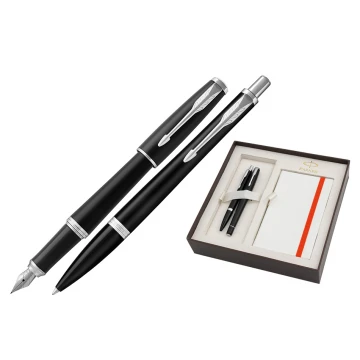 Zestaw Parker URBAN Core Muted Black CT pióro wieczne i długopis z białym notesem - PAR169-DUO-PT